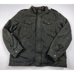 Levis Jacket Mens Large Black Military Field Chore Barn Sherpa Fleece Lined Coat